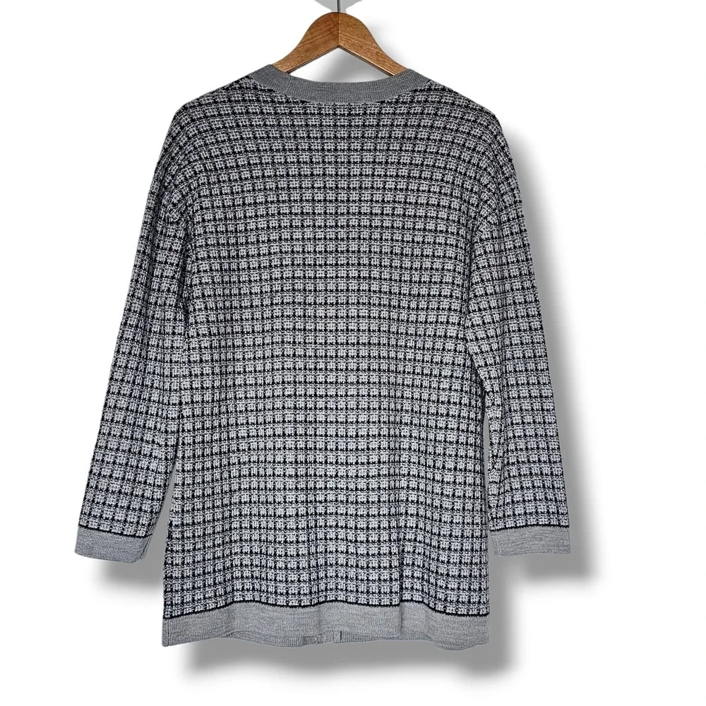 Talbots Cardigan LP Womens Grey Merino Wool Pearl Button Longline Sweater Preppy - Picture 2 of 11